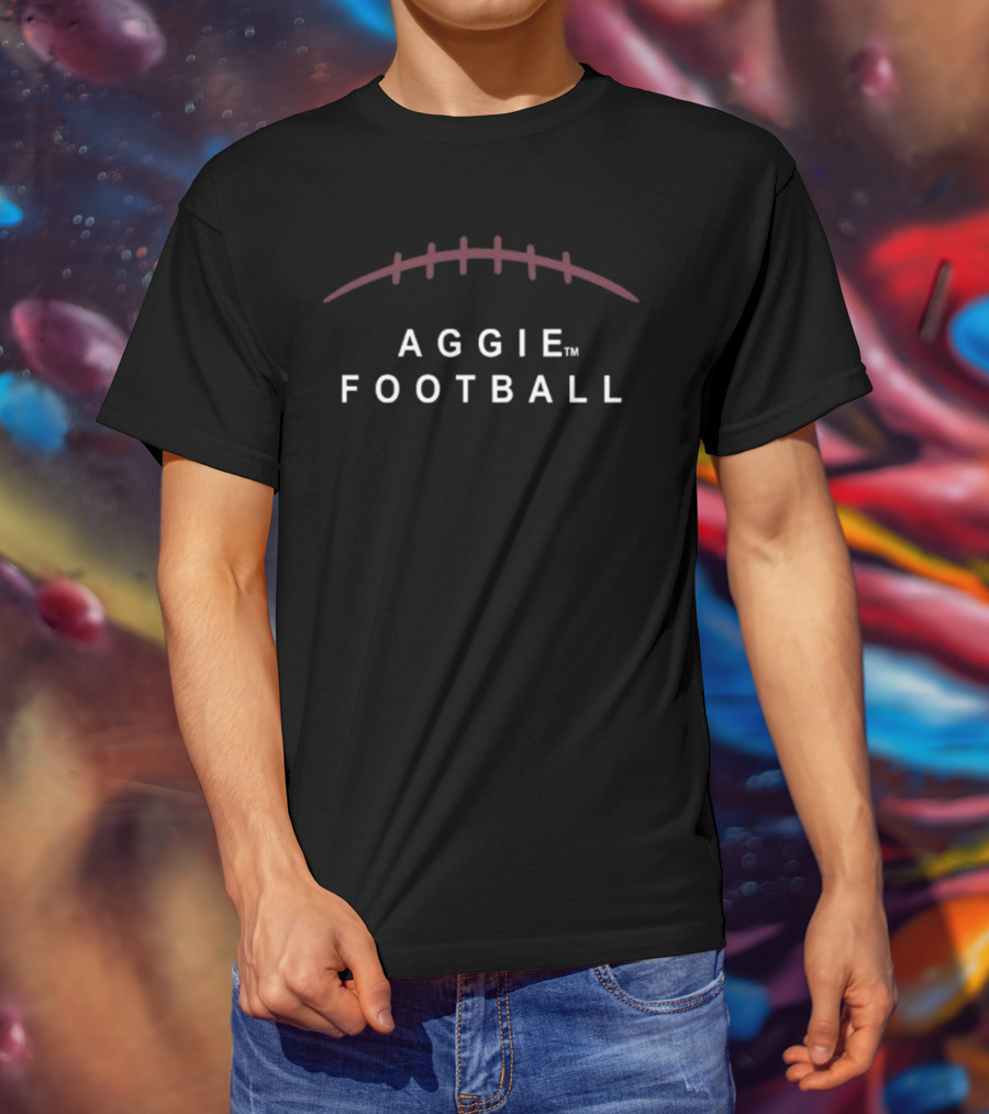 Aggie Football Arc Stitching Black T-Shirt