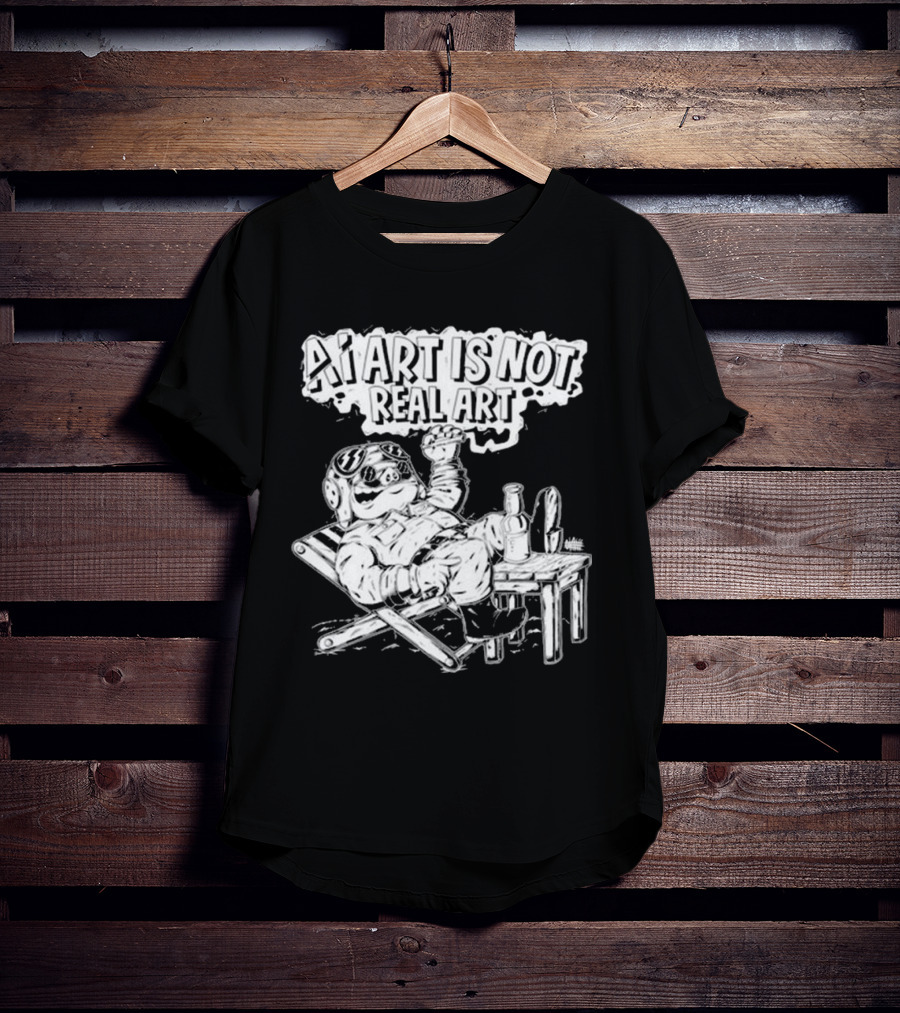 AI Art Is Not Real Art Beach Bear Relaxing Olafh Ace T-Shirt