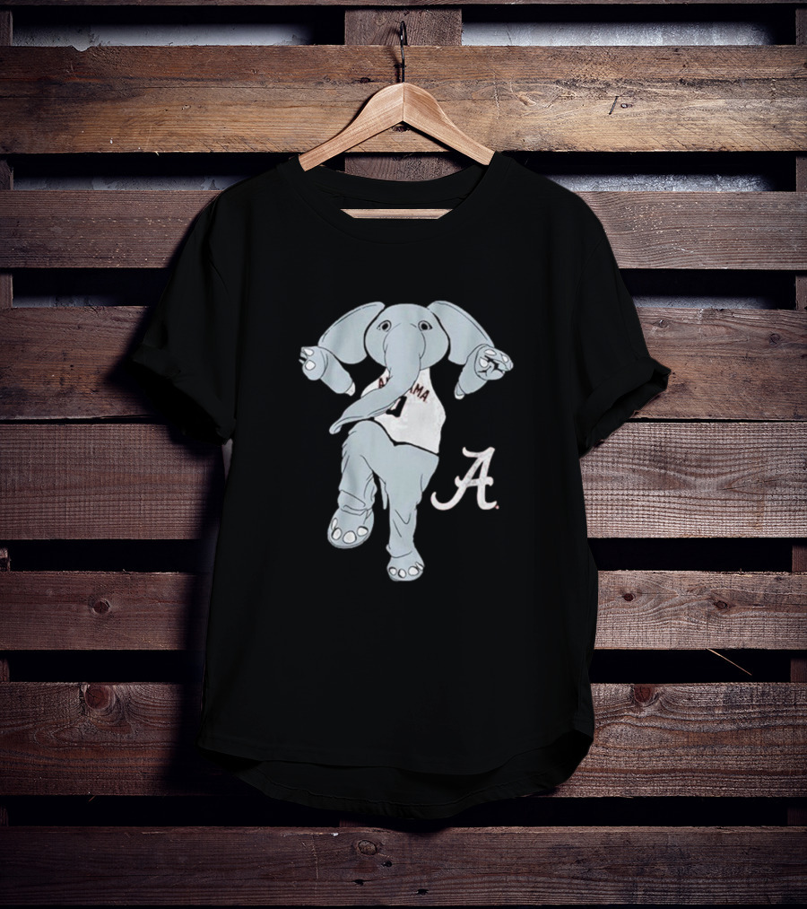 Alabama Crimson Tide Big Al Elephant Mascot Dancing With Script A Initial T-Shirt