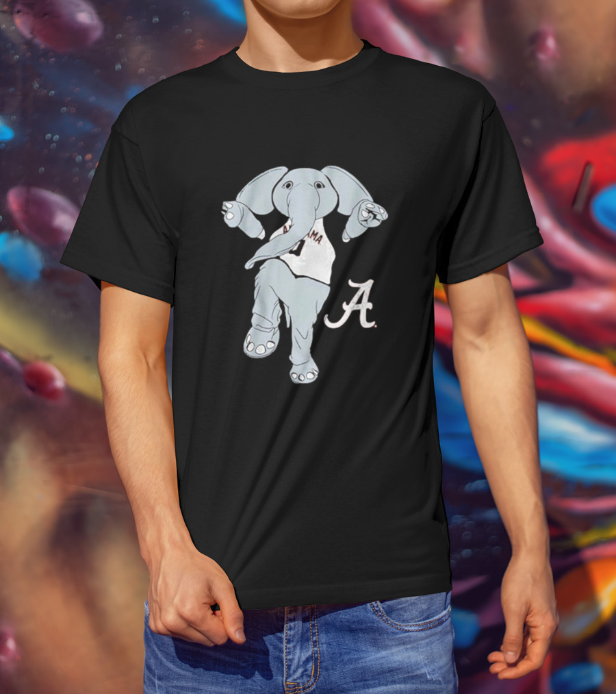 Alabama Crimson Tide Big Al Elephant Mascot Dancing With Script A Initial T-Shirt