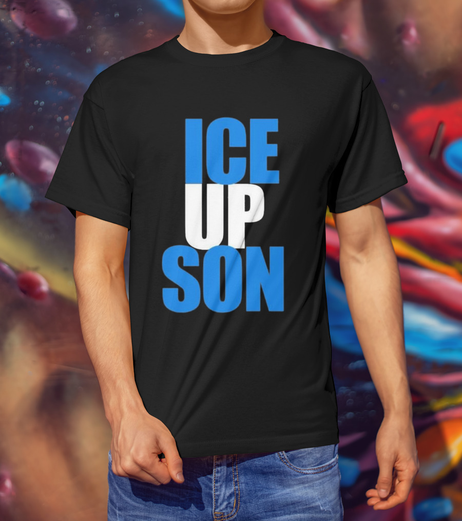 Albert Breer Ice Up Son Bold Blue And White Text T-Shirt