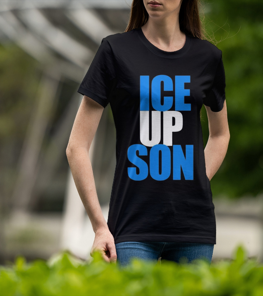 Albert Breer Ice Up Son Bold Blue And White Text T-Shirt