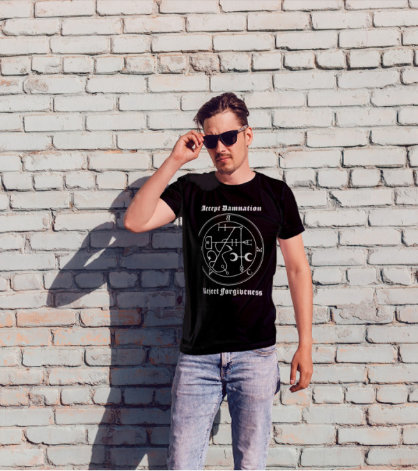 Aleister Black Accept Damnation Reject Forgiveness Sigil Design T-Shirt