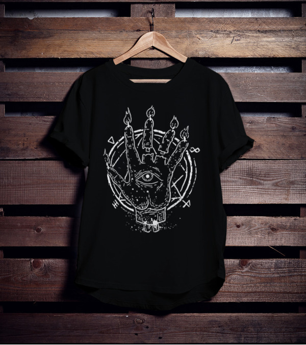 Aleister Black Candle Hand Symbol With Eye And Circle T-Shirt