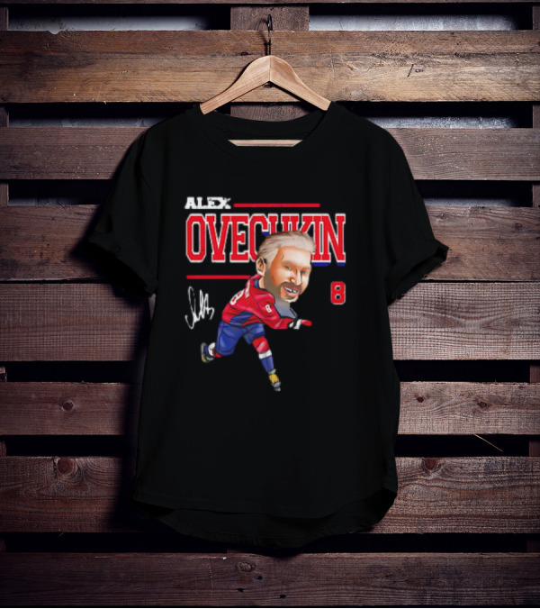 Alex Ovechkin Washington Capitals NHL Vintage Cartoon Signature 8 T-Shirt