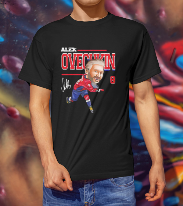 Alex Ovechkin Washington Capitals NHL Vintage Cartoon Signature 8 T-Shirt