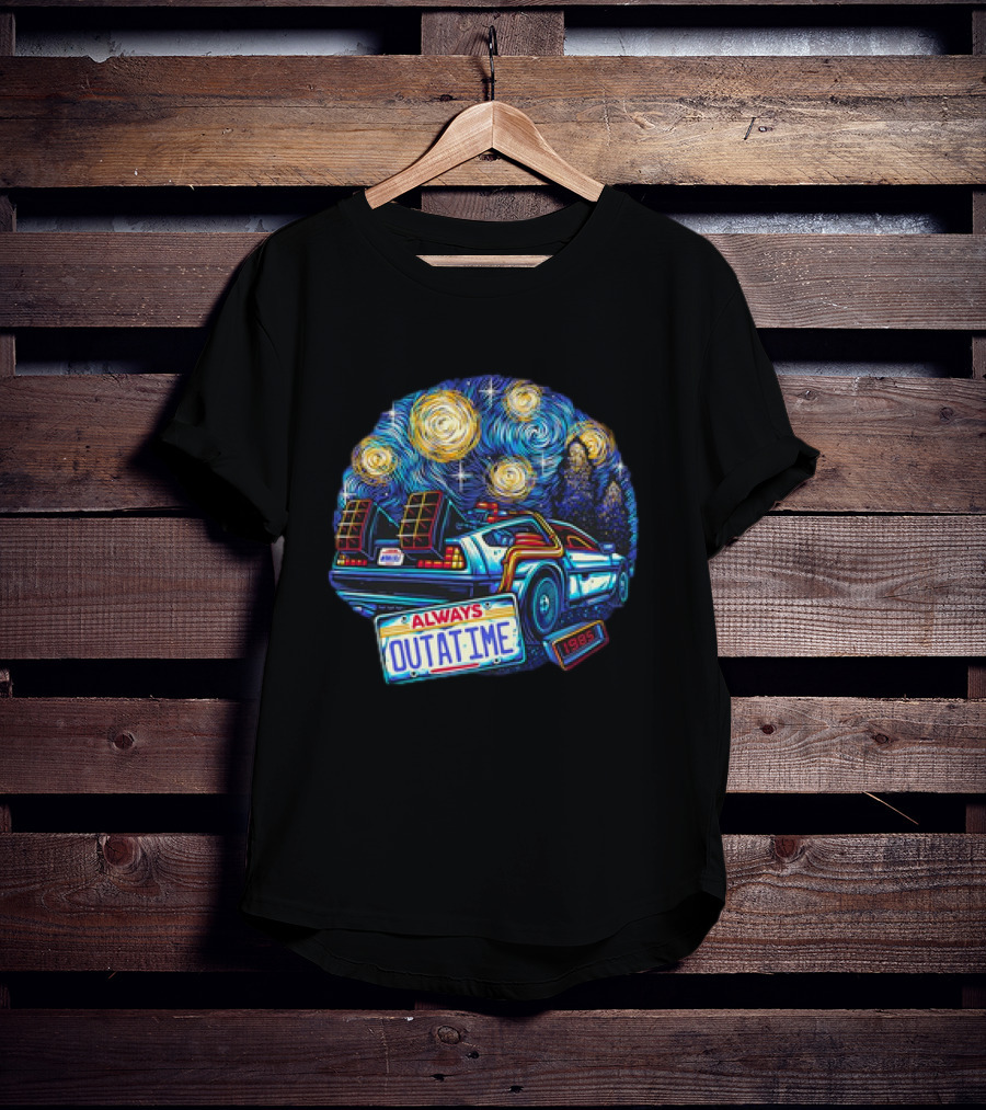 Always Outatime Back To The Future 1985 Van Gogh Style Car T-Shirt