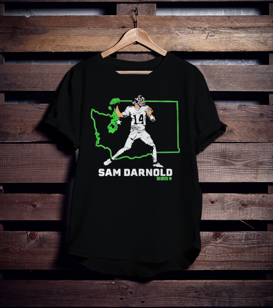 Sam Darnold Number 14 Quarterback Washington State Outline Seattle T-Shirt