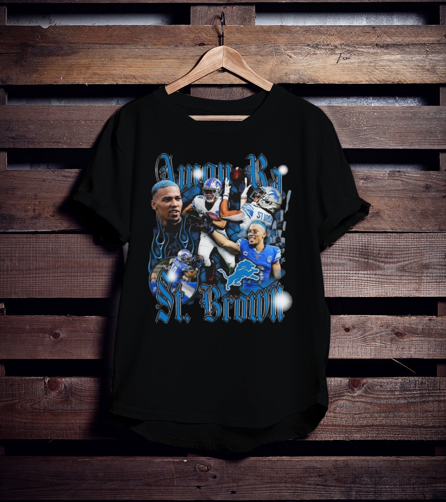 Amon Ra St. Brown Detroit Lions NFL Football Player Dynamic Collage T-Shirt