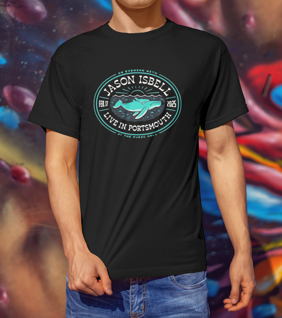 Jason Isbell Live In Portsmouth An Evening At The Music Hall Feb 17 2025 Whale Design T-Shirt