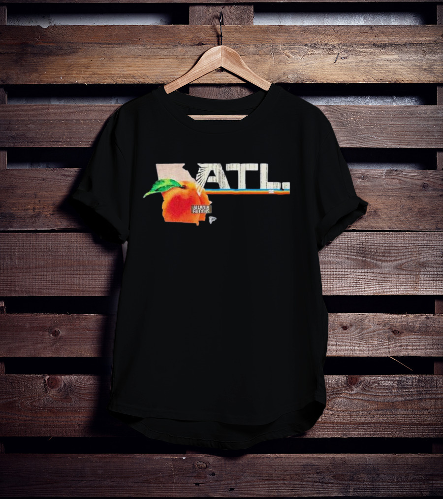 ATL Atlanta Falcons 2025 NFL Draft Peach Georgia Map Icon T-Shirt