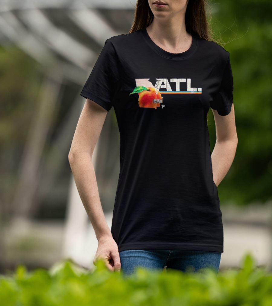 ATL Atlanta Falcons 2025 NFL Draft Peach Georgia Map Icon T-Shirt