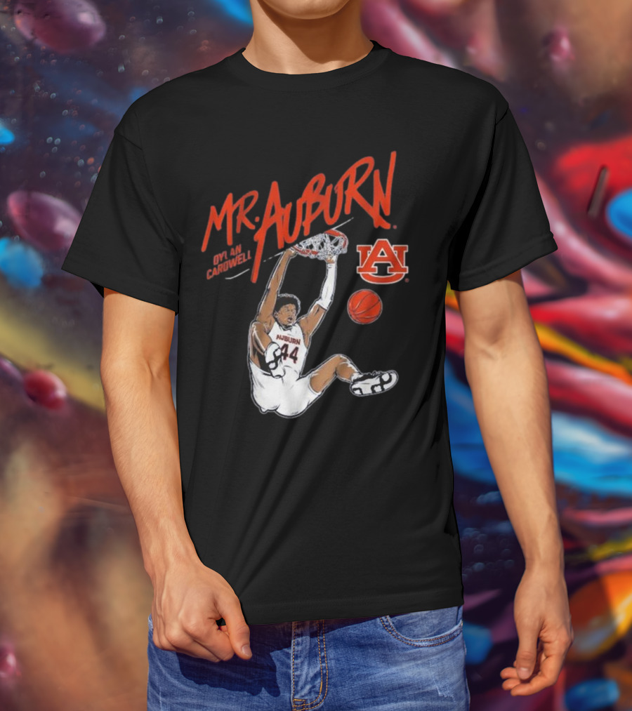 Auburn Basketball Dylan Cardwell Mr. Auburn Slam Dunk Graphic T-Shirt