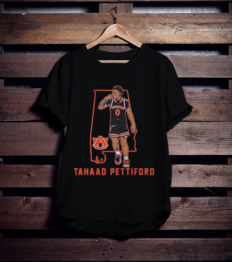 Auburn Basketball Tahaad Pettiford 0 Alabama Map T-Shirt