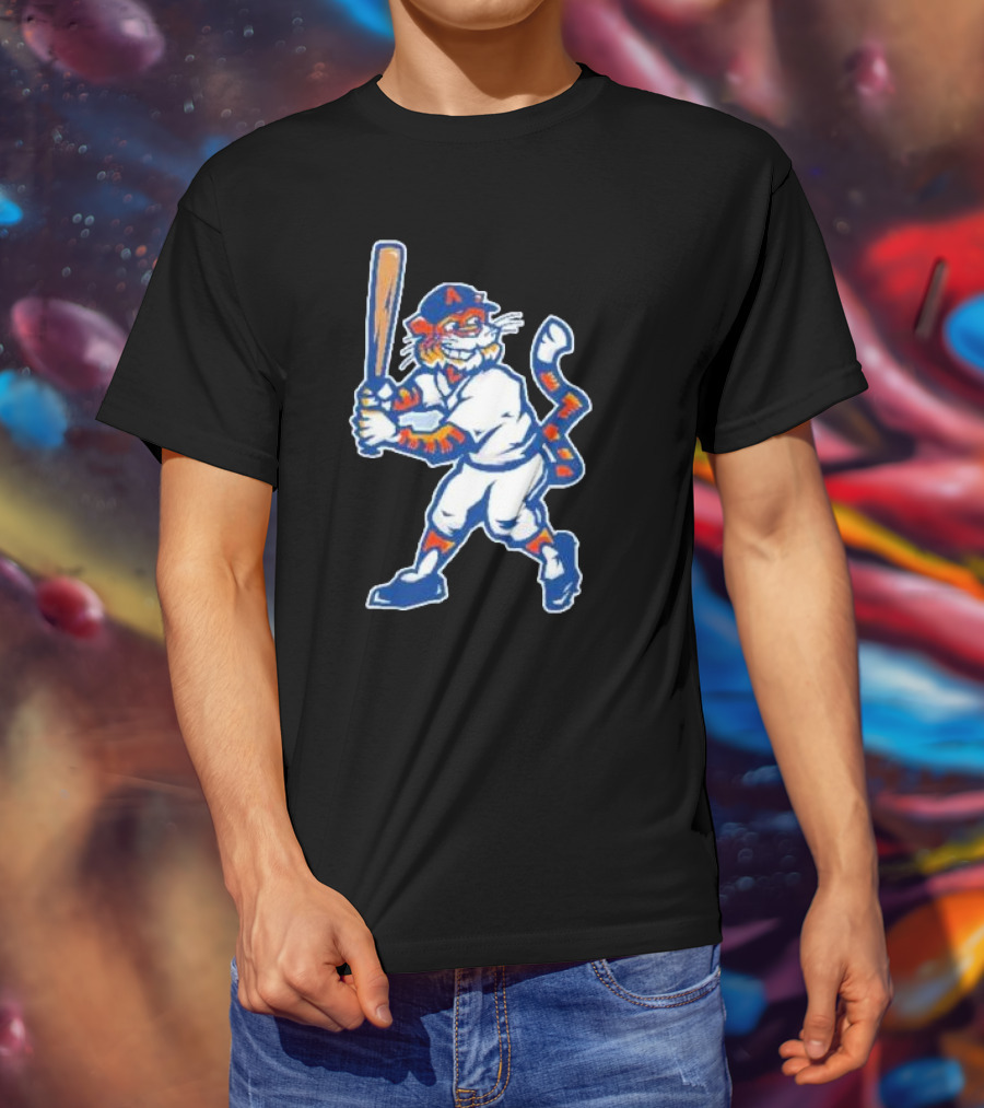 Auburn Tigers Aubie Baseball Mascot Holding Bat T-Shirt