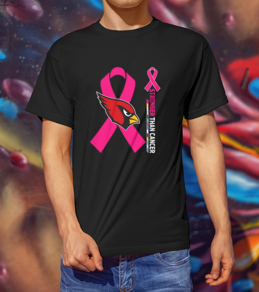 Arizona Cardinals Stronger Than Cancer Awareness Pink Ribbon T-Shirt