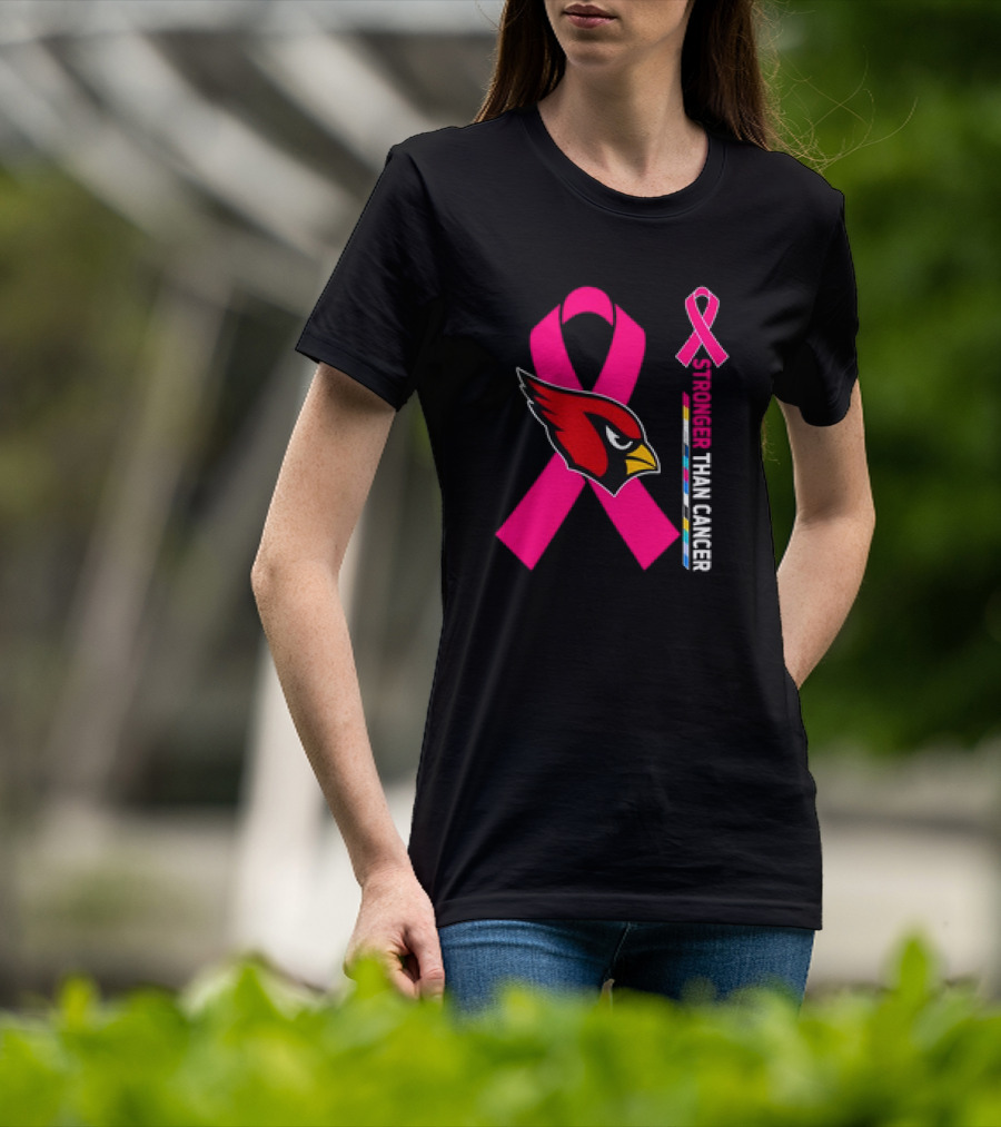 Arizona Cardinals Stronger Than Cancer Awareness Pink Ribbon T-Shirt