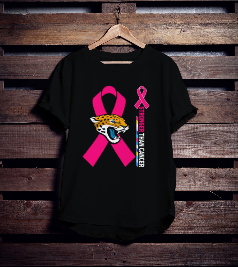 Awareness Stronger Than Cancer Pink Ribbon Jacksonville Jaguars T-Shirt