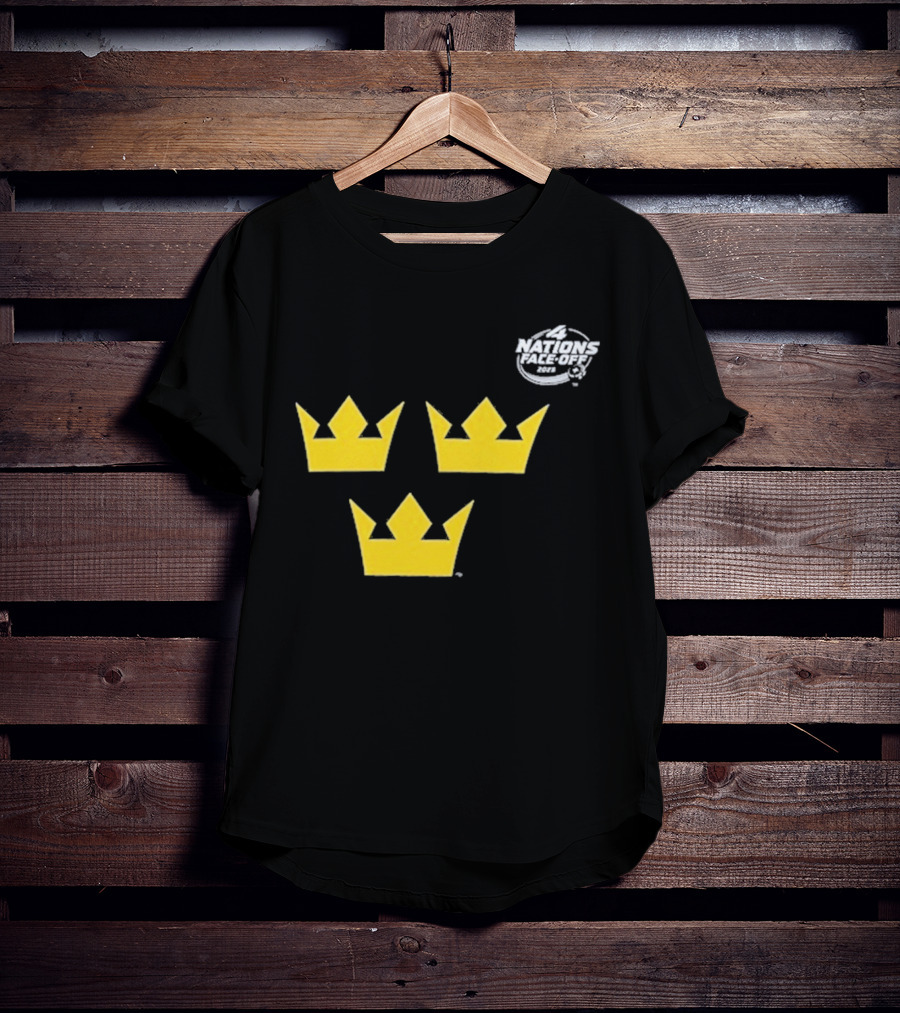 Awesome Sweden 2025 4 Nations Face-Off Primary Tre Kronor Yellow Crowns T-Shirt