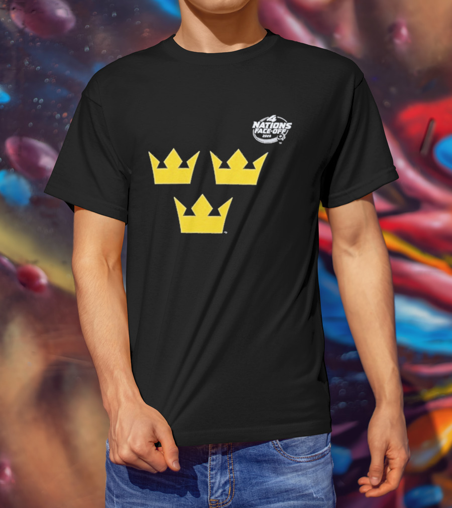 Awesome Sweden 2025 4 Nations Face-Off Primary Tre Kronor Yellow Crowns T-Shirt