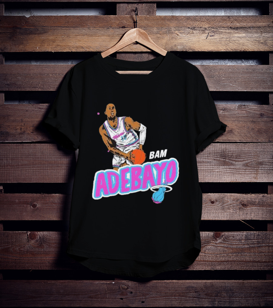 Bam Adebayo Miami Heat Retro Style Caricature With Basketball T-Shirt