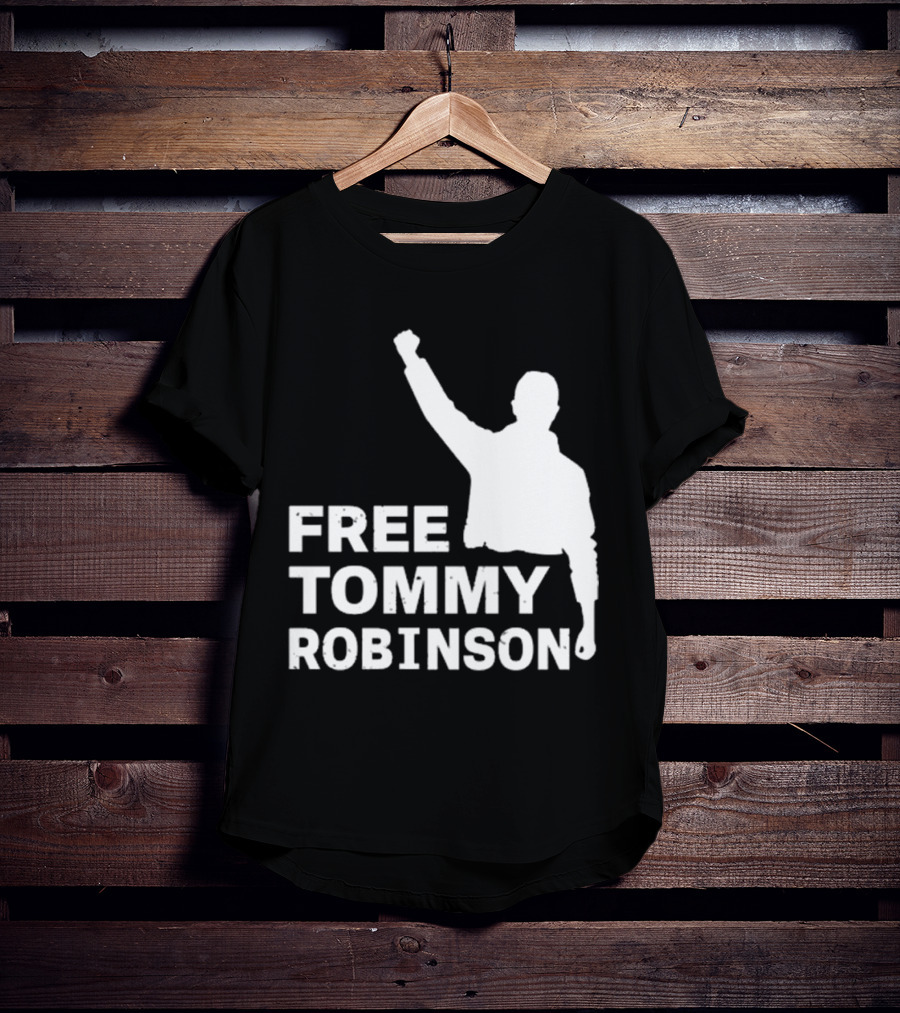 Free Tommy Robinson Activist Silhouette Fist Raised T-Shirt