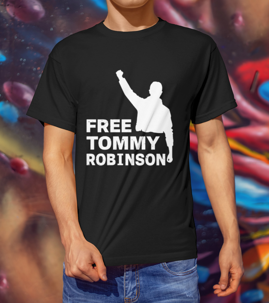 Free Tommy Robinson Activist Silhouette Fist Raised T-Shirt