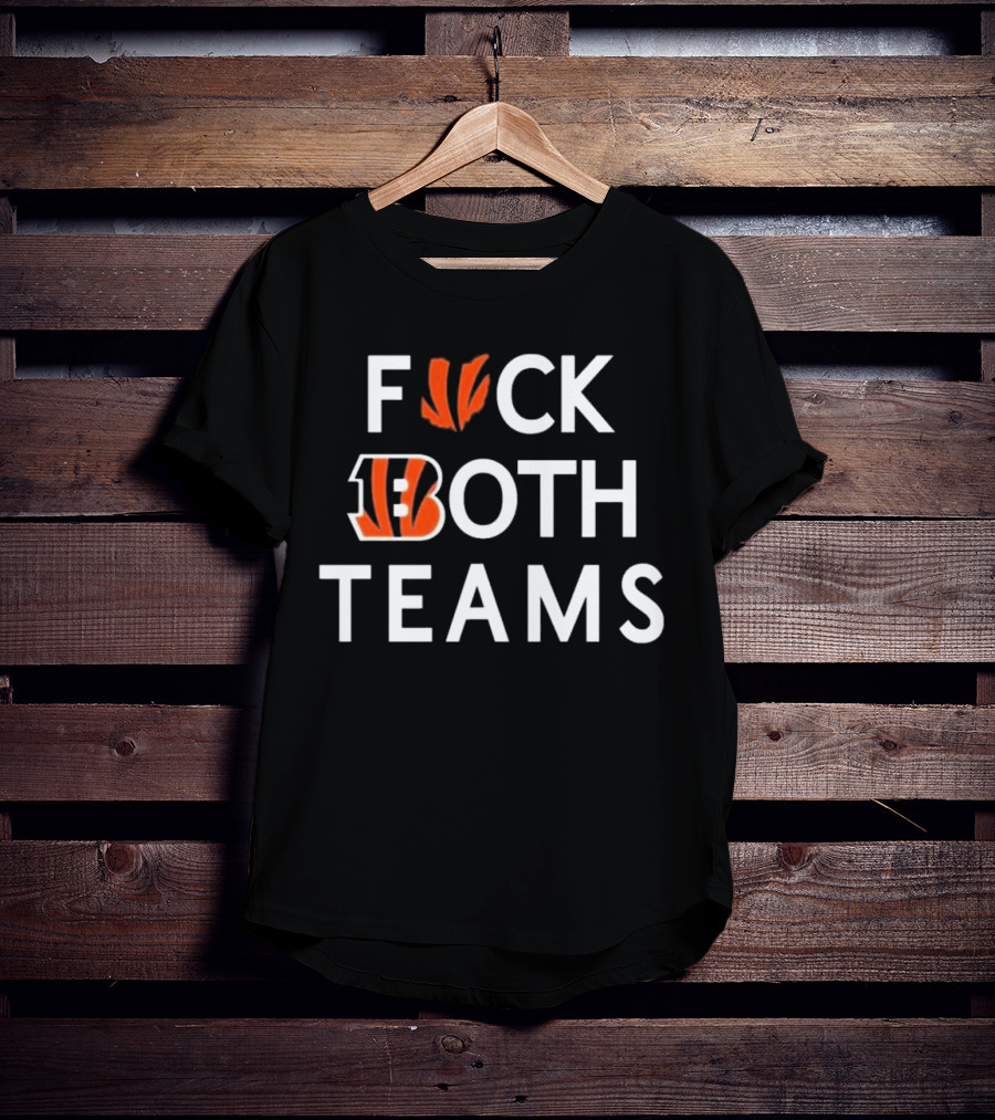 Bengals F*ck Both Teams Bold Statement With Team Initials And Claws T-Shirt