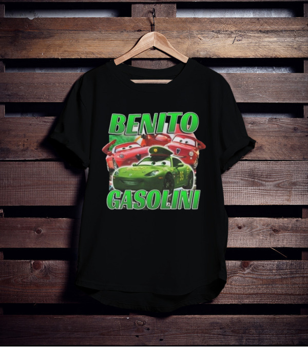 Benito Gasolini 95 Racing Cars Cartoon Crew T-Shirt