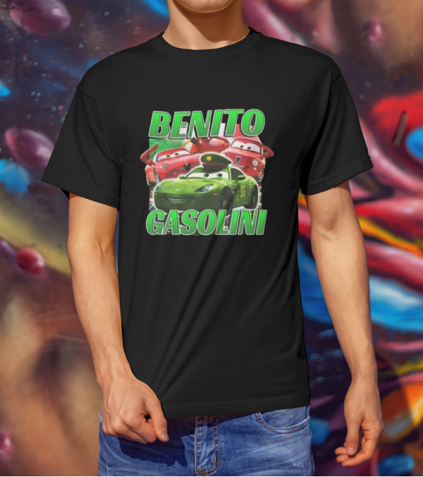 Benito Gasolini 95 Racing Cars Cartoon Crew T-Shirt