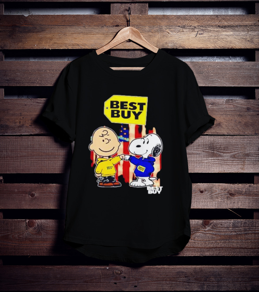 Best Buy Charlie Brown Snoopy Yellow Blue S Fist Bump T-Shirt