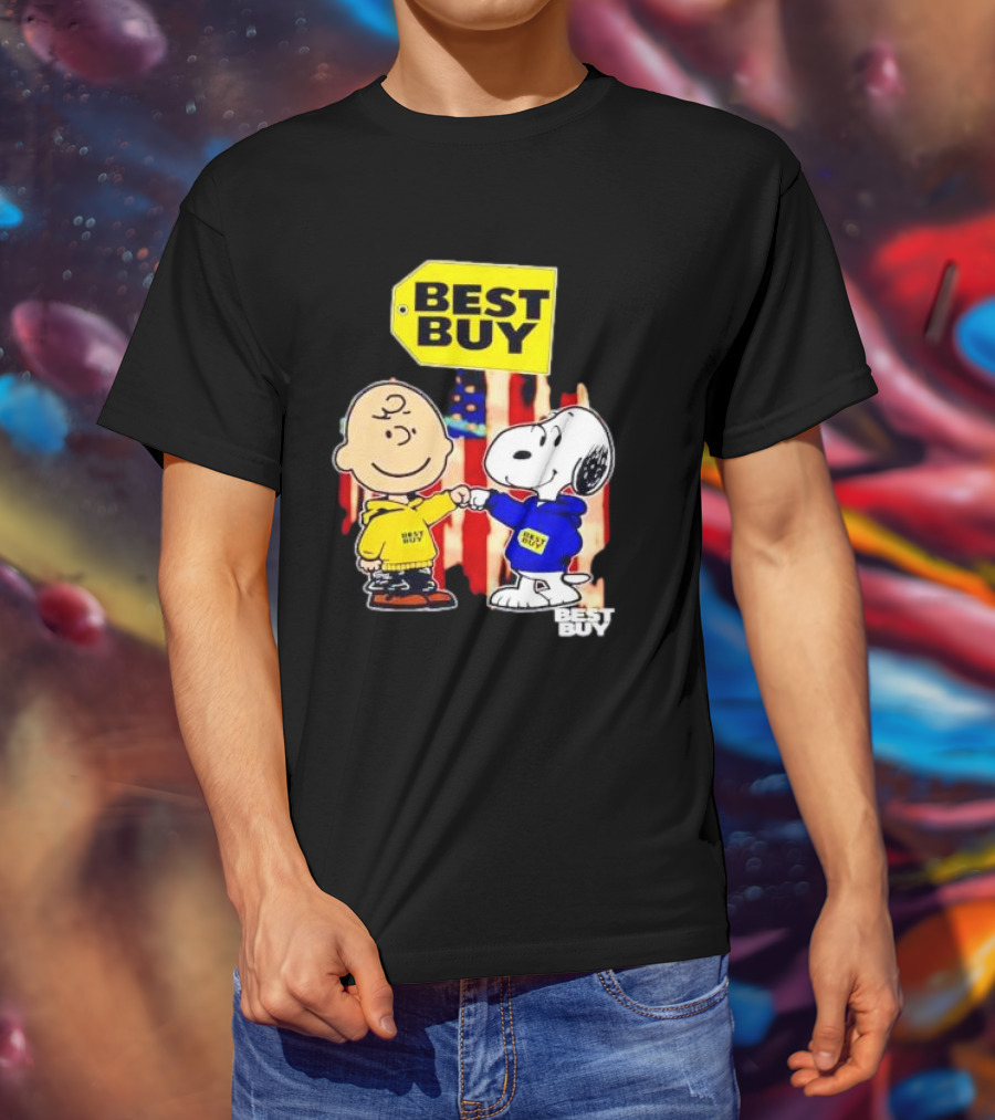 Best Buy Charlie Brown Snoopy Yellow Blue S Fist Bump T-Shirt