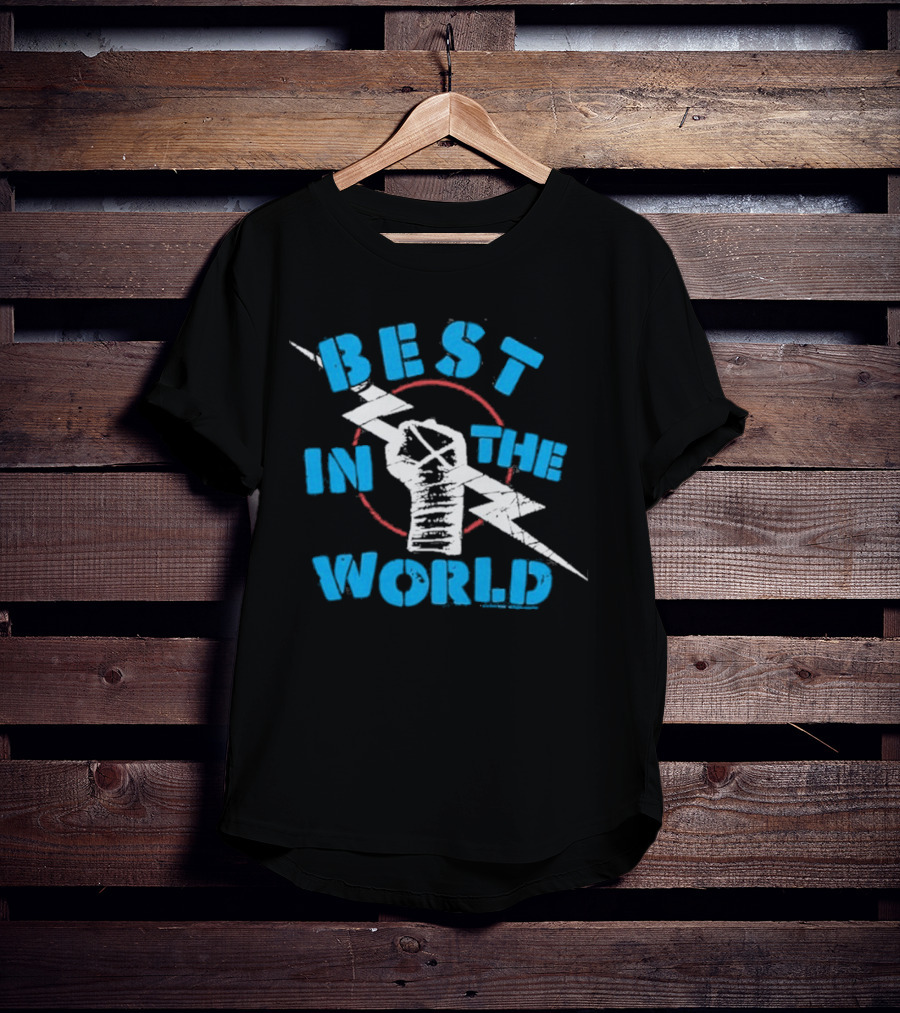 Best In The World Fist Lightning Bolt Circle T-Shirt