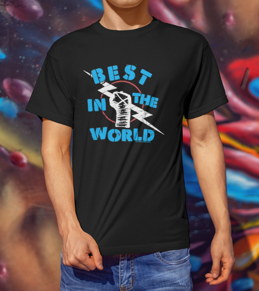 Best In The World Fist Lightning Bolt Circle T-Shirt