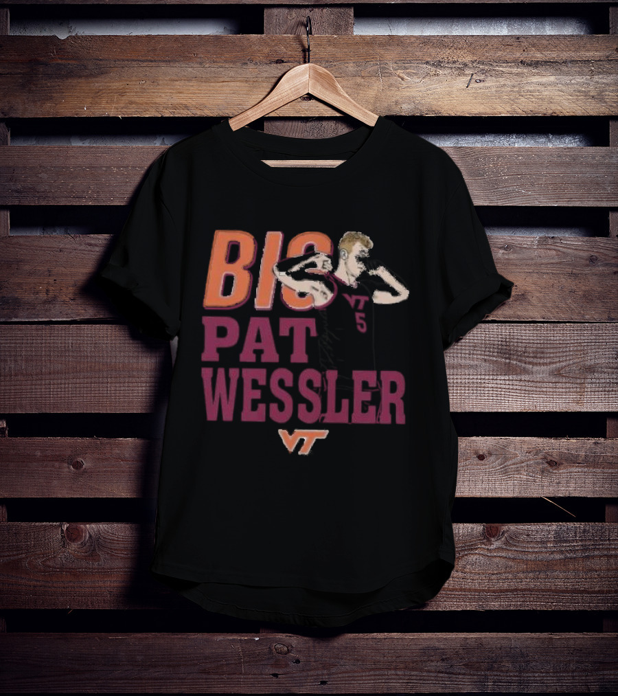 Big Pat Wessler VT Hokies Player Cartoon T-Shirt