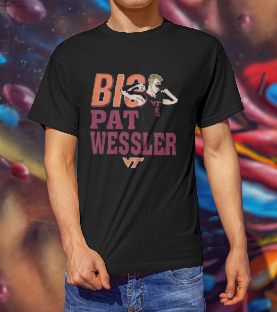 Big Pat Wessler VT Hokies Player Cartoon T-Shirt
