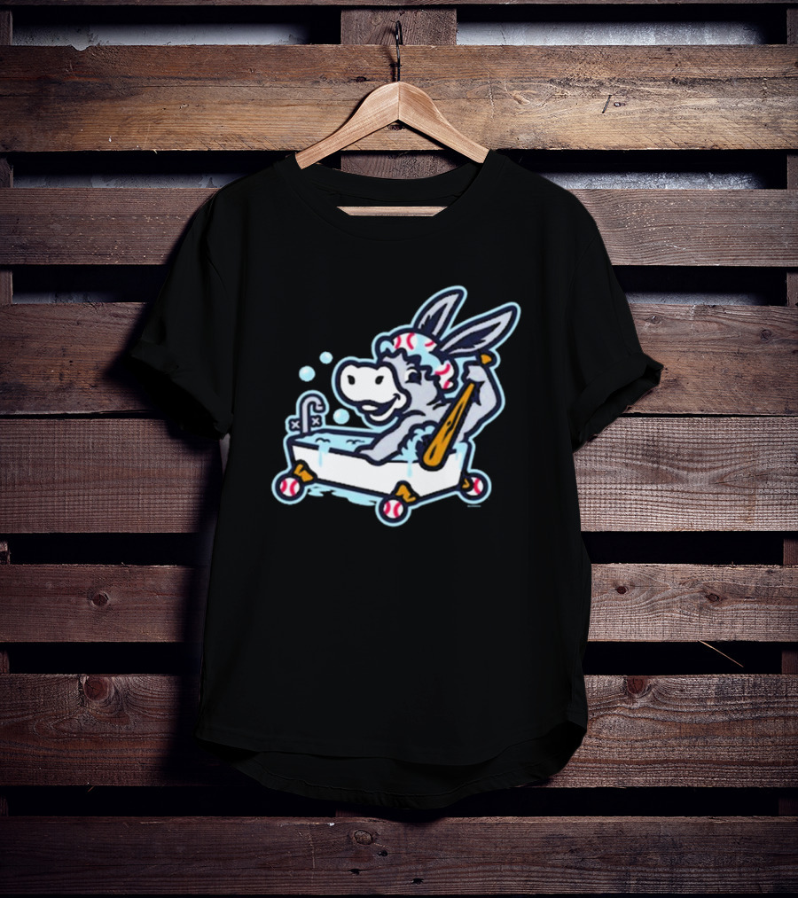 Binghamton Bathtub Donkeys Riding Bathtub Baseball Bats Binghamton Rumble Ponies T-Shirt
