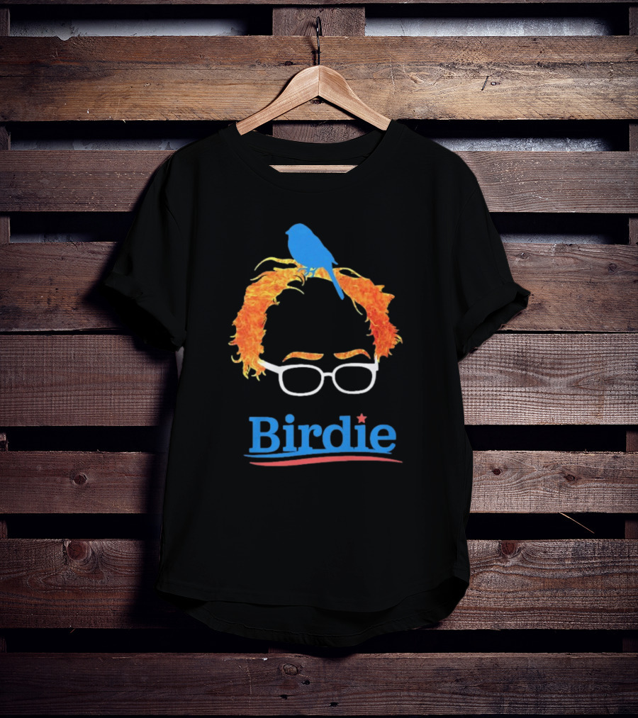 Birdie Sanders Blue Bird With Glasses And Orange Hair T-Shirt