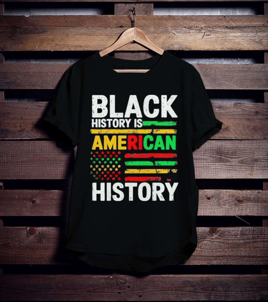 Black History Is American History Vintage Flag Design T-Shirt