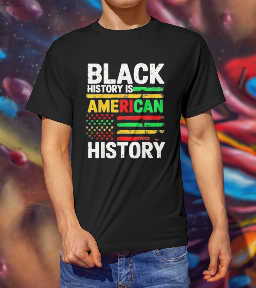 Black History Is American History Vintage Flag Design T-Shirt