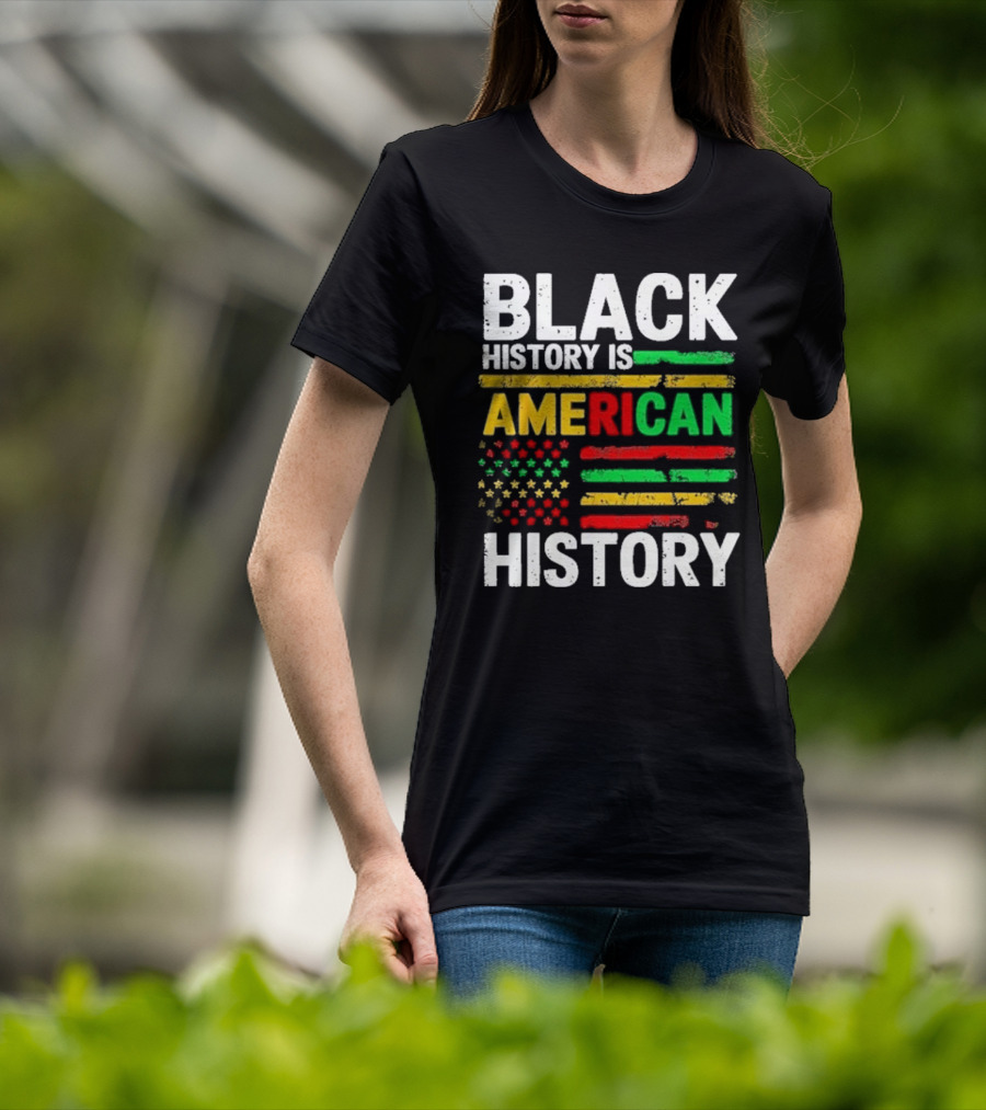 Black History Is American History Vintage Flag Design T-Shirt