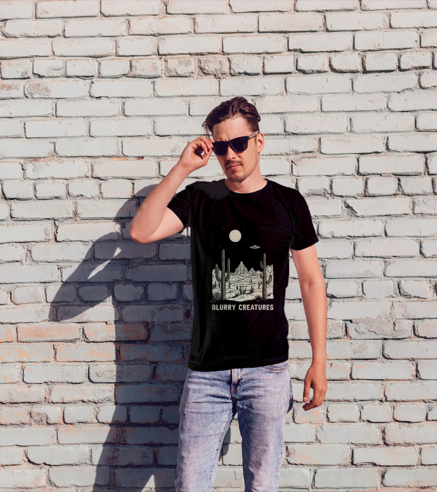 Blurry Creatures Desert Nights UFO Cactus Moon T-Shirt