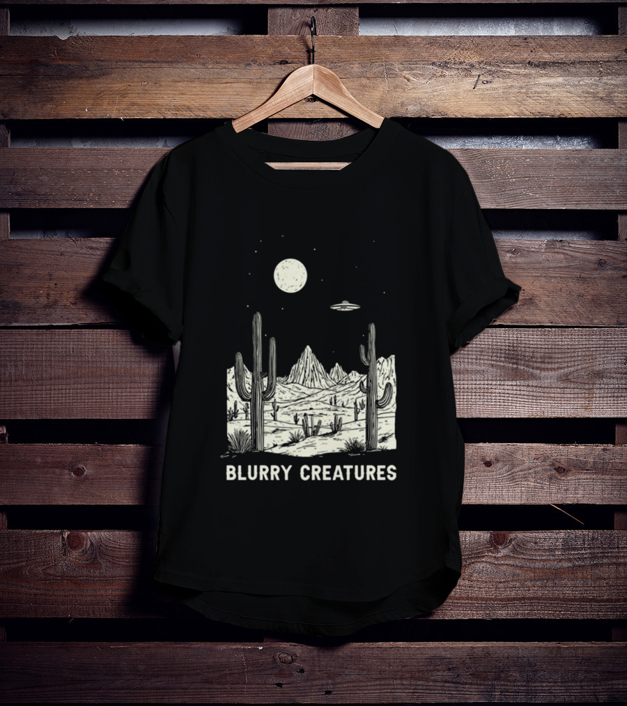 Blurry Creatures Desert Nights UFO Cactus Moon T-Shirt