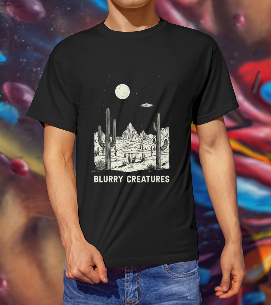 Blurry Creatures Desert Nights UFO Cactus Moon T-Shirt