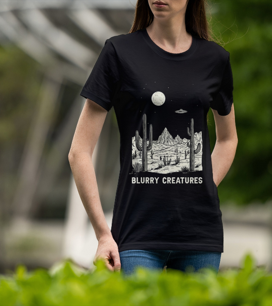Blurry Creatures Desert Nights UFO Cactus Moon T-Shirt