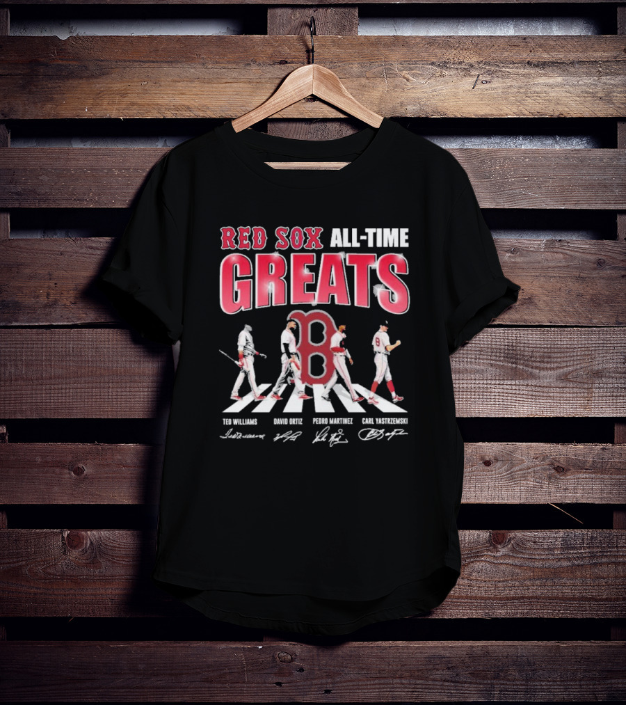Red Sox All-Time Greats Ted Williams David Ortiz Pedro Martínez Carl Yastrzemski Signatures T-Shirt