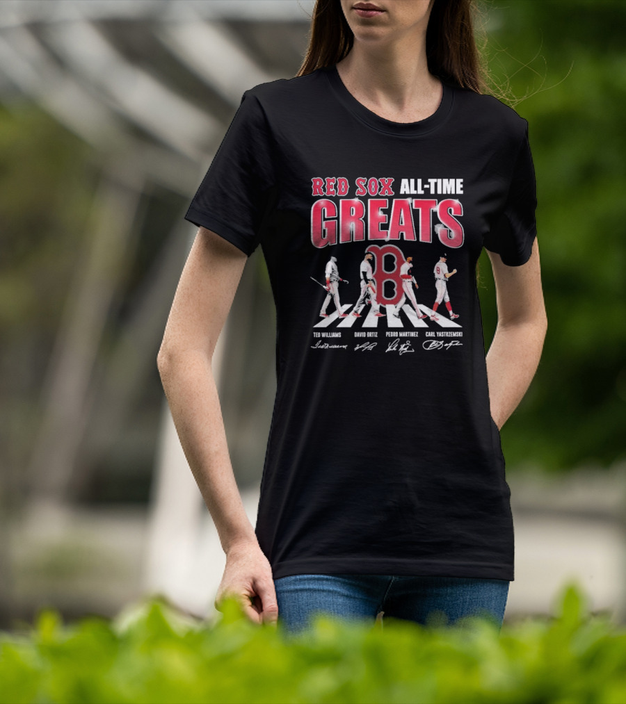 Red Sox All-Time Greats Ted Williams David Ortiz Pedro Martínez Carl Yastrzemski Signatures T-Shirt