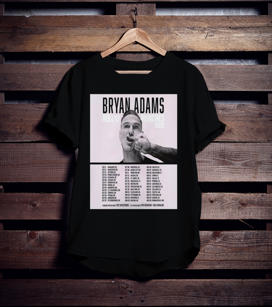 Bryan Adams Roll With The Punches 2025 North America Tour T-Shirt