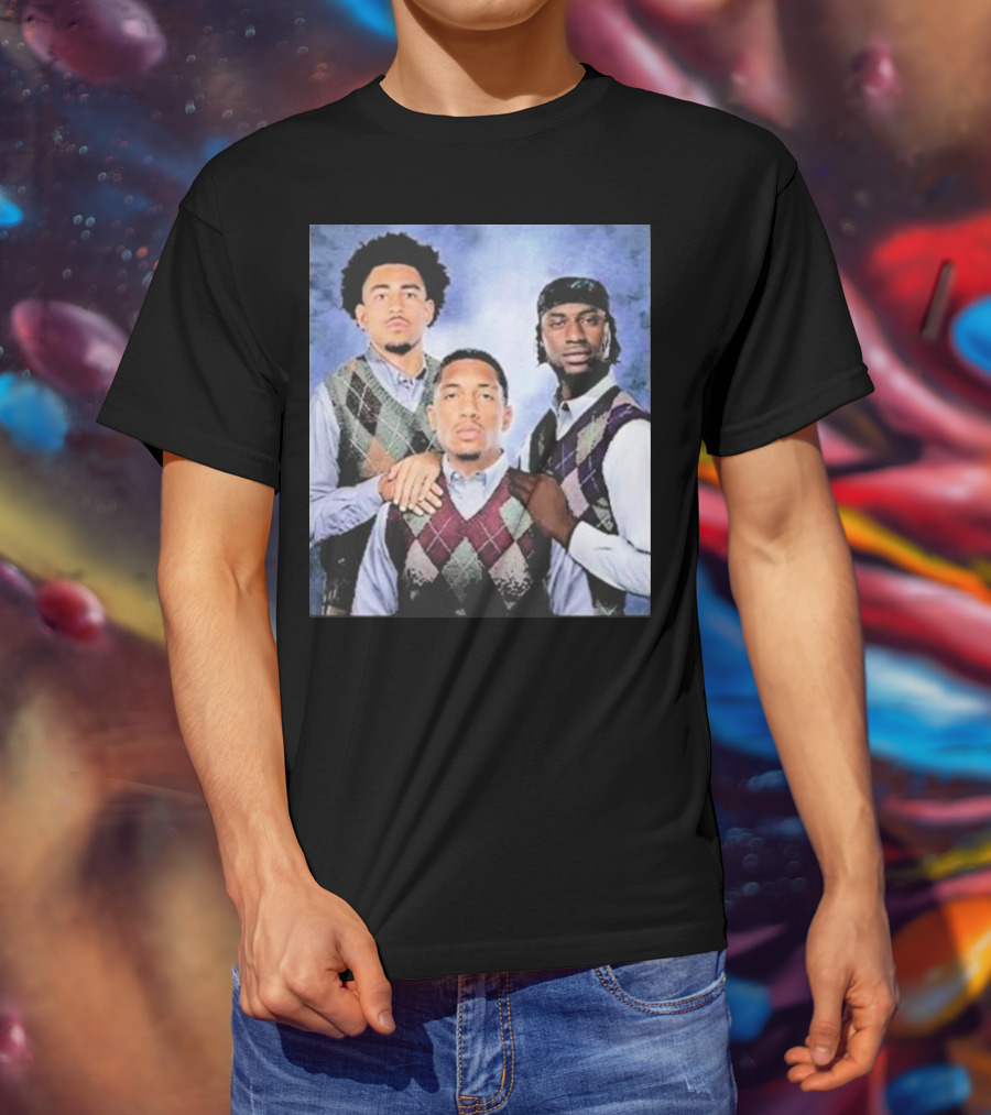 Bryce Young Chuba Hubbard Xavier Legette Vintage Argyle Sweater Step Brothers Look T-Shirt