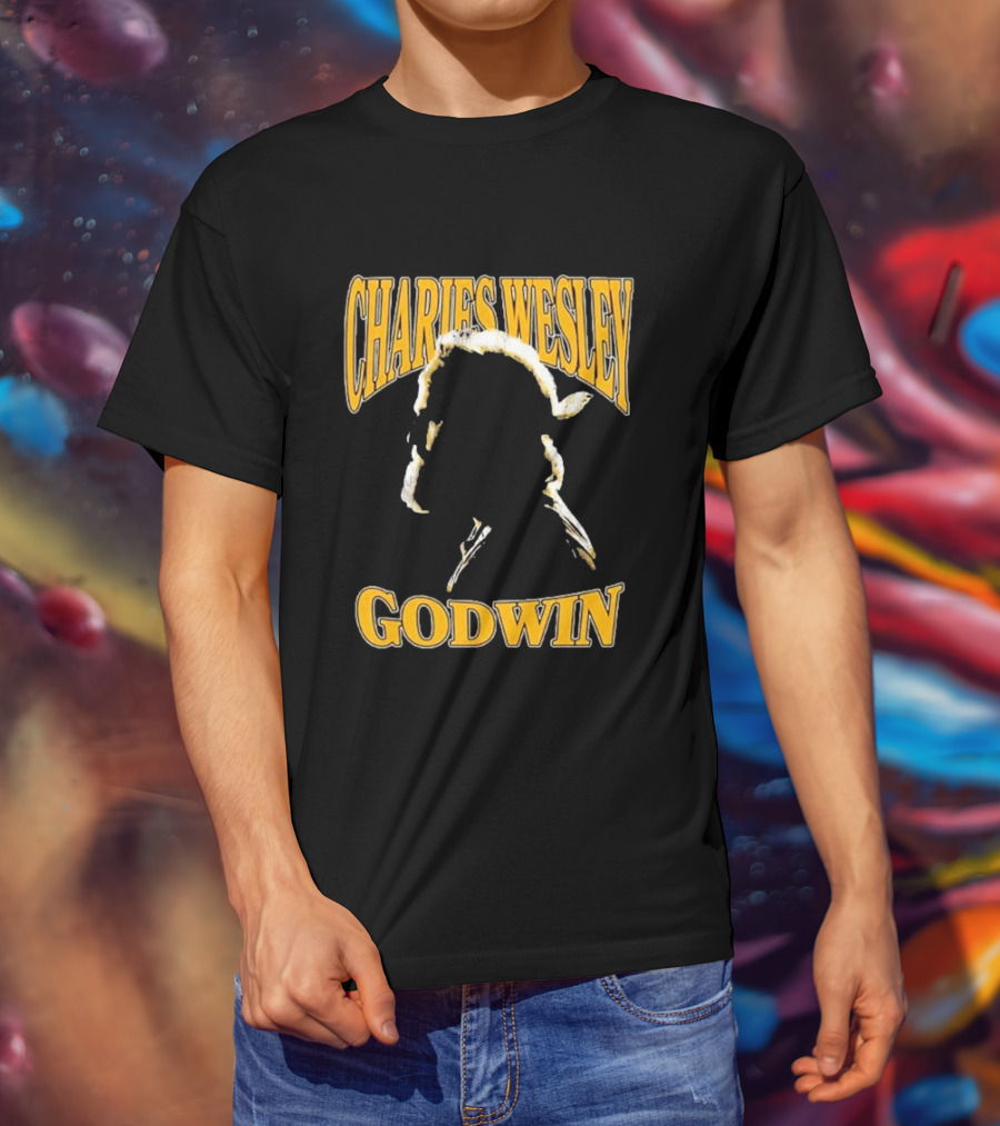 Charles Wesley Godwin CWG Silhouette Bold Yellow Text T-Shirt